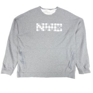 NIKE Nk Court NYC French Terry Crew Neck Sweatshirt Pullover Mens XL Gray White